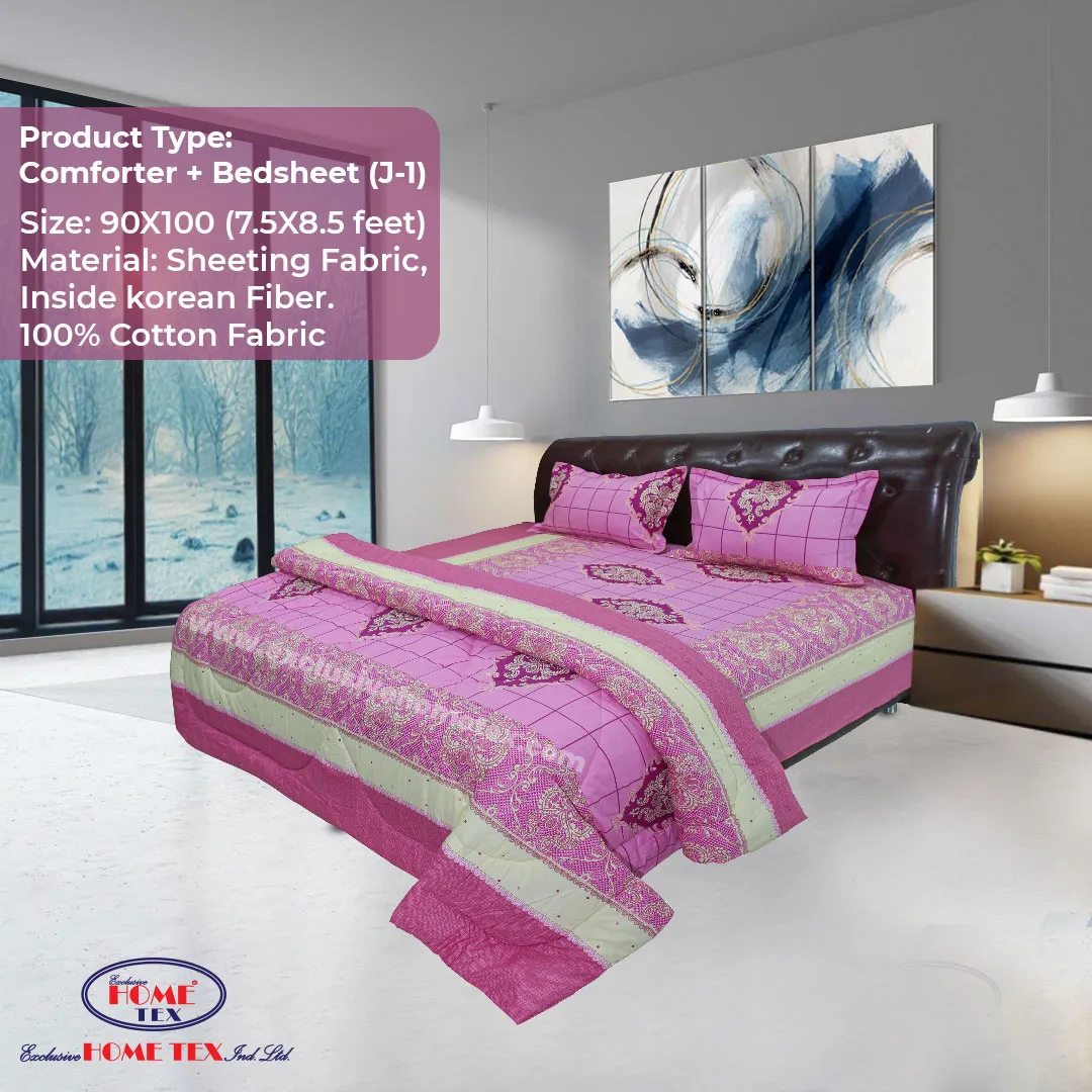 Sheeting Fabric Comforter + Bedsheet (J-1)