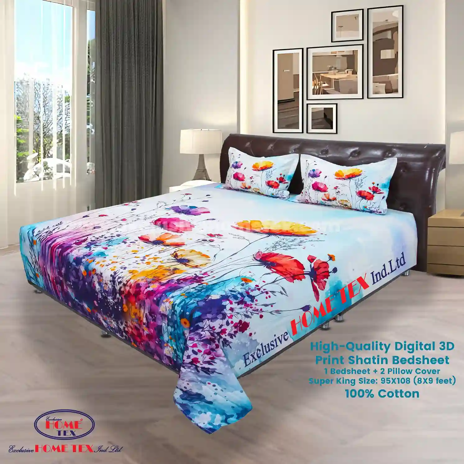 High-Quality Digital 3D Print Satin Bedsheet